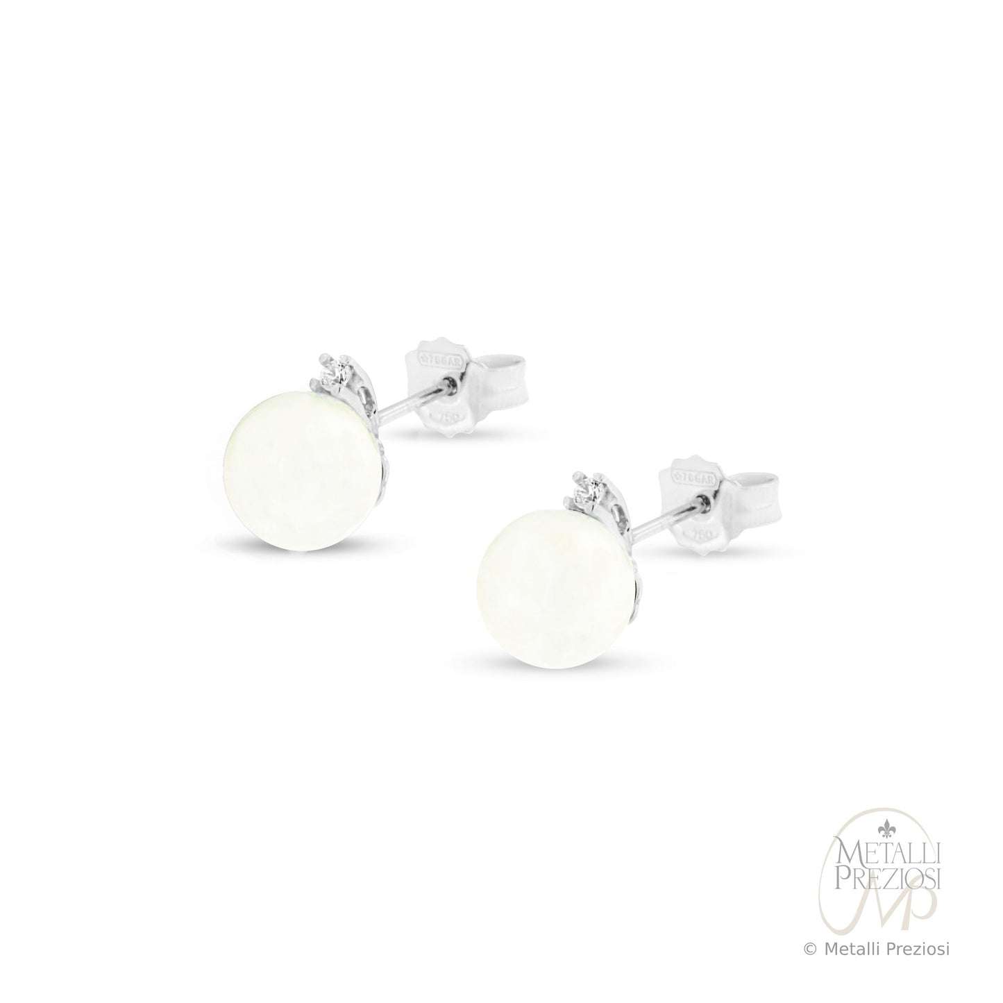 Orecchini in Oro Bianco 18K con perla e zirconi