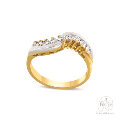 Anello in Oro Giallo/Bianco 18K con Diamanti