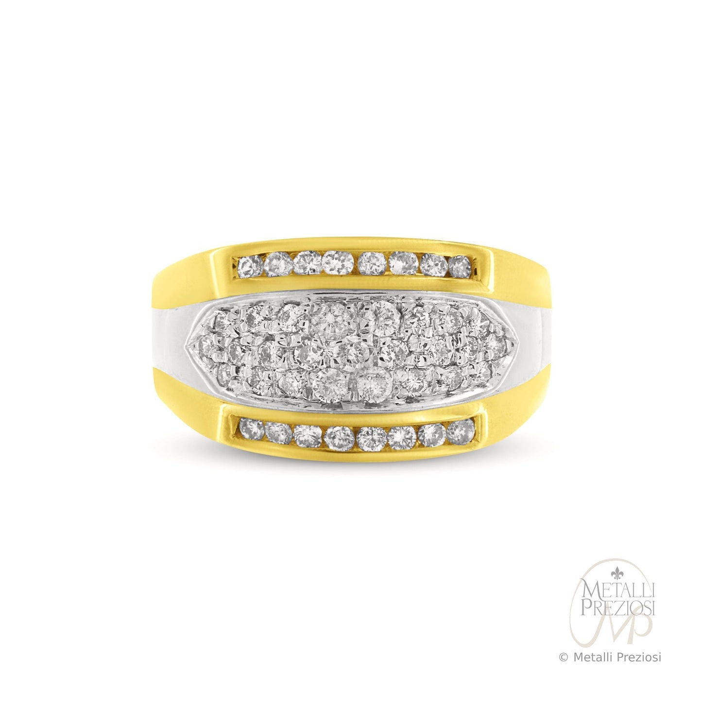 Anello in Oro Giallo/Bianco 18K con Diamanti