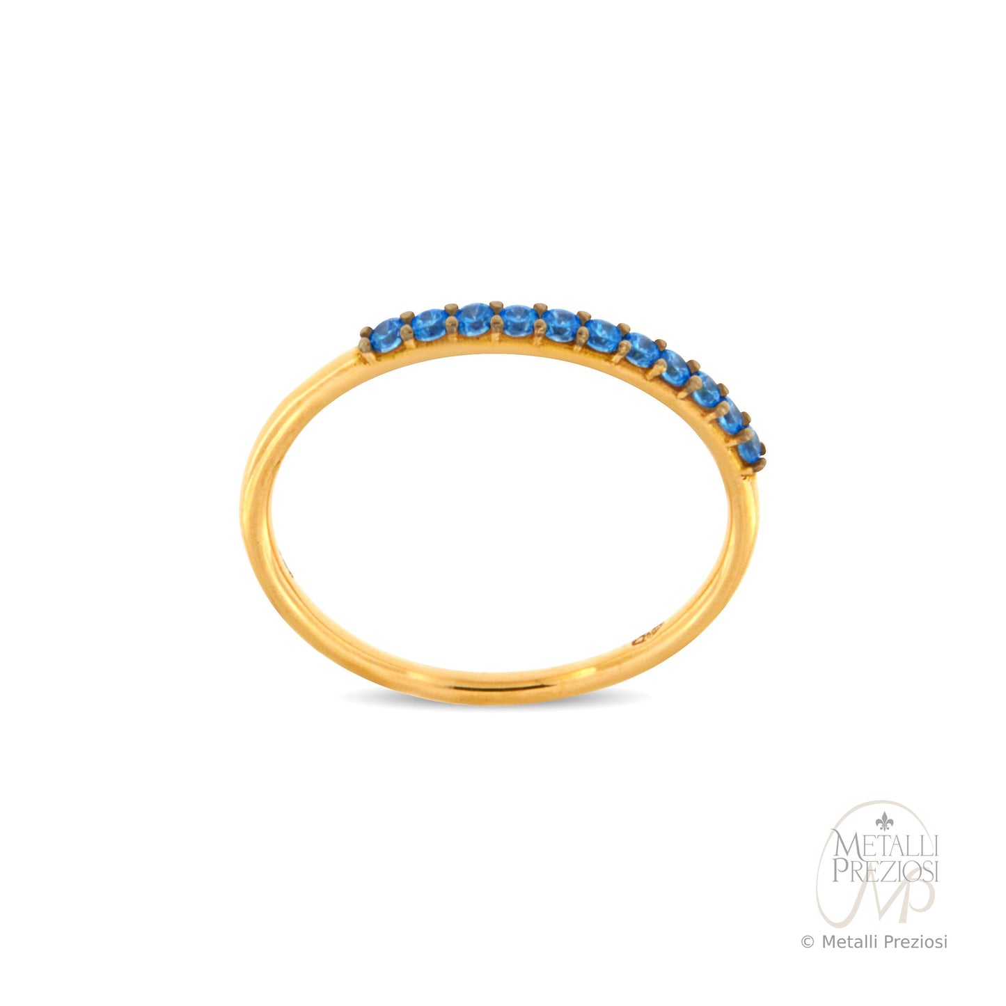 Anello in Oro Giallo 18K con pietre blu
