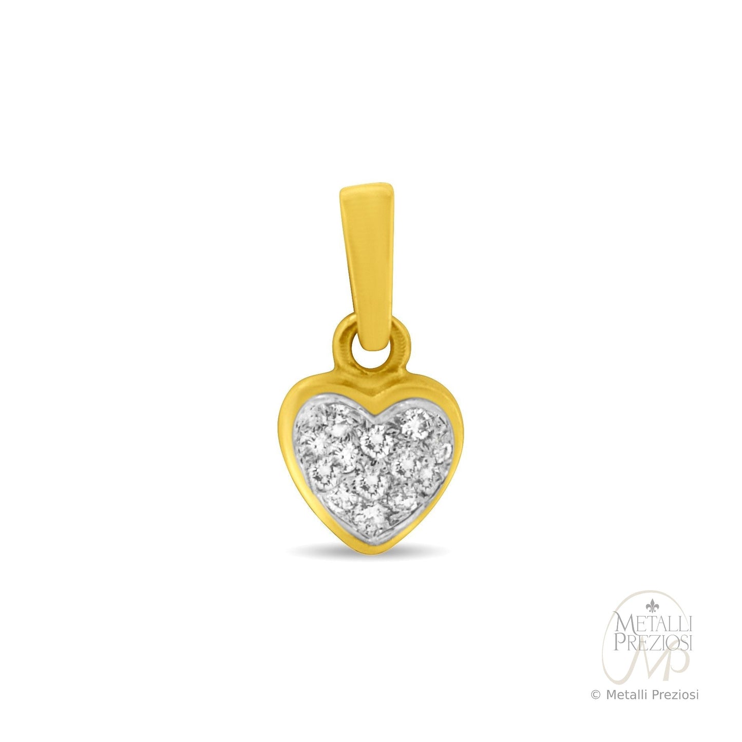Ciondolo in Oro Giallo 18K cuore con Diamanti